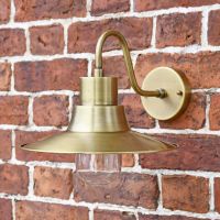 Antique Brass Traditional Barn Wall Light on Situ on a Brick Wall Antique Brass Traditional Barn Wall Light on Situ on a Brick Wall