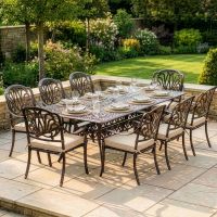 Antique Bronze "Goliath" Eight Seater Garden Table & Chair Set digital illustration new dressed table