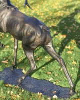 Antique Bronze "Regiment" Roaring Stag Garden Sculpture on Stand in SItu Antique Bronze "Regiment" Roaring Stag Garden Sculpture on Stand in SItu