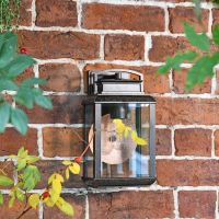 Antique Bronze Hanging Wall Light in Situ on a Garden Wall Antique Bronze Hanging Wall Light in Situ on a Garden Wall