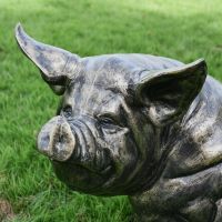 Sitting Pig Sculpture in an Antique Bronze Finish Sitting Pig Sculpture in an Antique Bronze Finish