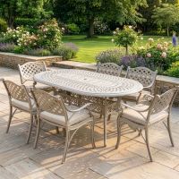 Antique Champagne "Montacute" Six Seater Garden Table & Chair Set digital illustration