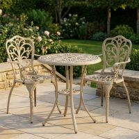 Antique Champagne "Harlington" Two Seater Garden Table & Chair Set digital illustration