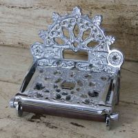 “Eveline” Antique Chrome-Finish Cast Iron Vintage Toilet Roll Holder “Eveline” Antique Chrome-Finish Cast Iron Vintage Toilet Roll Holder