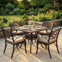 Antique Copper "Henley" Four Seater Furniture Set with cushions dressed table