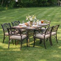 Antique Copper "Radford" Six Seater Table & Chair Set with BBQ Grill with cushions and dressed table