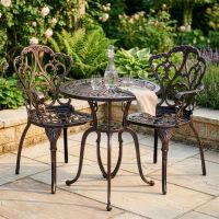 Antique Copper "Victoria" Antique Copper Two Seater Bistro Set digital illustration dressed table