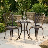 Antique Copper Arched "Floral" Table & Chair Set digital illustration dressed table