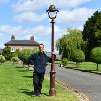 Antique Copper Finish Opulent Cast Iron Lamp Post Scale Shot