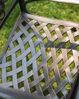 Close-Up of Seat Design on Chair for Antique Copper "Radford" Six Seater Table & Chair Set with BBQ Grill
