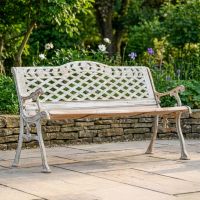 Antique Cream "Rose Lattice" Cast Iron Garden Bench Digital Illustration Antique Cream "Rose Lattice" Cast Iron Garden Bench Digital Illustration