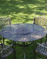 Close-Up of Antique Gold "Frosted" Four Seater Table & Chair Set with Grill Close-Up of Antique Gold "Frosted" Four Seater Table & Chair Set with Grill