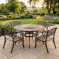 Antique Gold "Frosted" Four Seater Table & Chair Set with Grill digital illustration