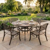 Antique Gold "Frosted" Four Seater Table & Chair Set with Grill digital illustration dressed table