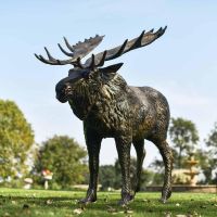 Antique Gold "Mickey Moose" Cast Aluminium Moose Garden Sculpture Antique Gold "Mickey Moose" Cast Aluminium Moose Garden Sculpture