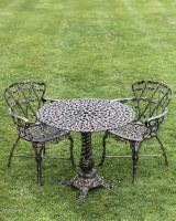 Antique Gold "Royal Ascott" Two Seater Bistro Set in Situ Antique Gold "Royal Ascott" Two Seater Bistro Set in Situ