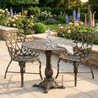 Antique Gold "Royal Ascott" Two Seater Bistro Set digital illustration dressed table