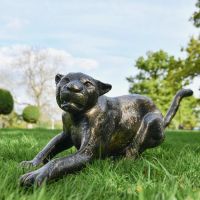 Antique Gold Cougar Sculpture in Situ in the Garden