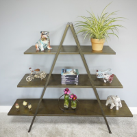 Antique Gold Finish Triangular Three Tier Shelf In Situ