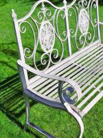 Antique Grey Iron Garden Bench