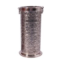 "Rosecroft Manor" Ornate Umbrella Stand in an Antique Nickel Finish "Rosecroft Manor" Ornate Umbrella Stand in an Antique Nickel Finish