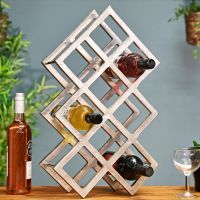 Polished Nickel "Geometric" 9 Bottle Wine Rack 