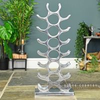 Front View of the Polished Aluminium Contemporary Floor Standing Wine Rack