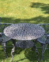Close-Up of Antique Silver "Ascott" Two Seater Bistro Set