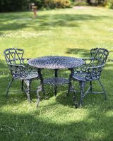 Antique Silver "Ascott" Two Seater Bistro Set in Situ in the Garden