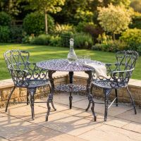 Antique Silver "Ascott" Two Seater Bistro Set digital illustration dressed table