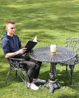 Scale Shot of Antique Silver "Royal Ascott" Two Seater Bistro Set
