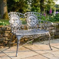 Antique Silver "Sunrise-to-Sunset" Two Seater Garden Bench Digital Illustration Antique Silver "Sunrise-to-Sunset" Two Seater Garden Bench Digital Illustration