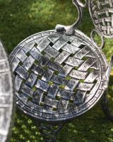 Close-Up of Patterned Seat for Antique Silver "Valhalla" Two Seater Bistro Set