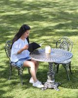 Scale Shot of Antique Silver "Valhalla" Two Seater Bistro Set