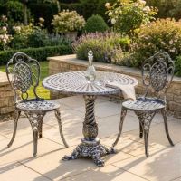 Antique Silver "Valhalla" Two Seater Bistro Set digital illustration dressed table