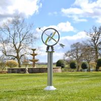 Antique Silver Armillary with Column in Use Outdoors