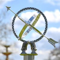 Close-up of the Antique Silver Armillary on the Column