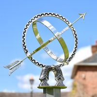 Antique Silver Armillary with Column in Situ in the Garden