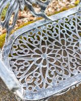 Antique Silver Butterfly Design Two Seater Bench Seat Detailing Antique Silver Butterfly Design Two Seater Bench Seat Detailing