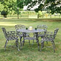 "Edworth Manor" Four Seater Dining Set in Antique Silver Finish "Edworth Manor" Four Seater Dining Set in Antique Silver Finish