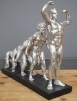 Antique Silver Human Evolution Indoor Sculpture