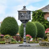 Antique Silver "Huntingdon" Victorian Post Box with Stand