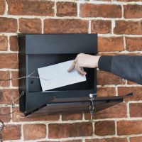 Front Opening Door on the "Arlington" Black Modern Wall Mounted Post Box