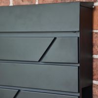 Close-up of the Modern Design on the "Arlington" Black Modern Wall Mounted Post Box