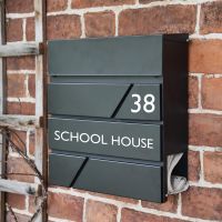 "Arlington" Black Modern Wall Mounted Post Box with Personalisation