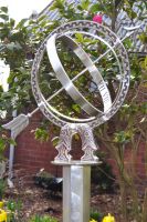 Antique Silver Armillary with Column in Use Outside