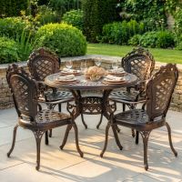 The "Caversham" 4-Seater Outdoor Dining Set - Antique Copper Digital Illustration Dressed Table The "Caversham" 4-Seater Outdoor Dining Set - Antique Copper Digital Illustration Dressed Table