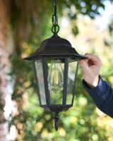 "Ashbourne" Chain Hanging Porch Light to Scale