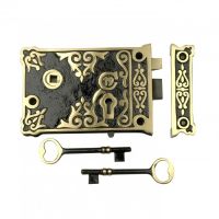 Ornate Victorian Style Rim Lock With Two Keys