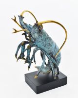 Aurelian Sentry Lobster Sculpture in Cast Brass 